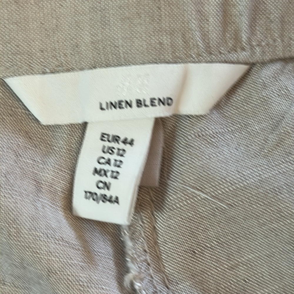 🌺 H&M Beige Pleated Linen Blend Shorts Sz 12 - Picture 6 of 7